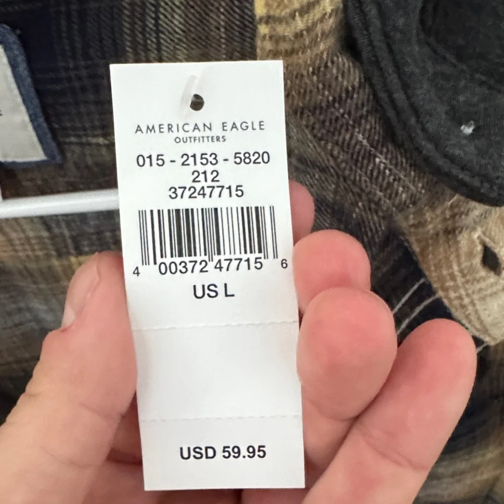 American Eagle Outfitters Plaid Button Down Shirt - Black and Brown - Picture 2 of 2